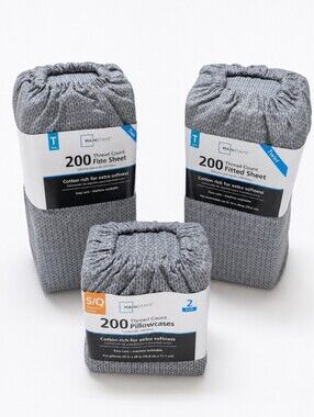Mainstays 200 Thread Count Twin Sheet Set Gray Geometric 4-Piece Mix & Match